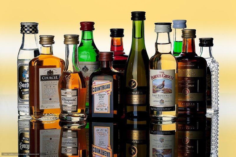 Assorted liquor bottles