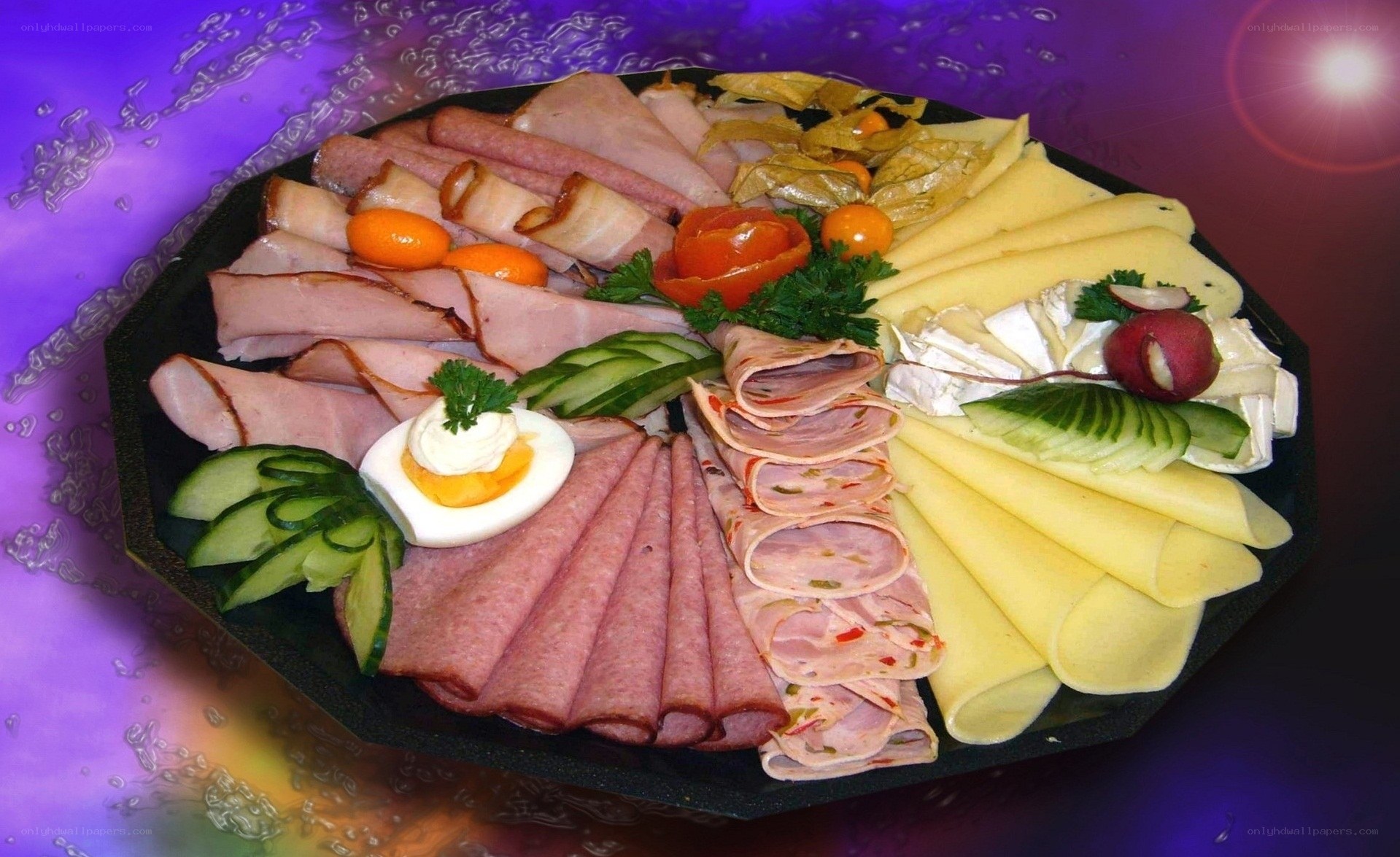 Assorted meat and cheese platter
