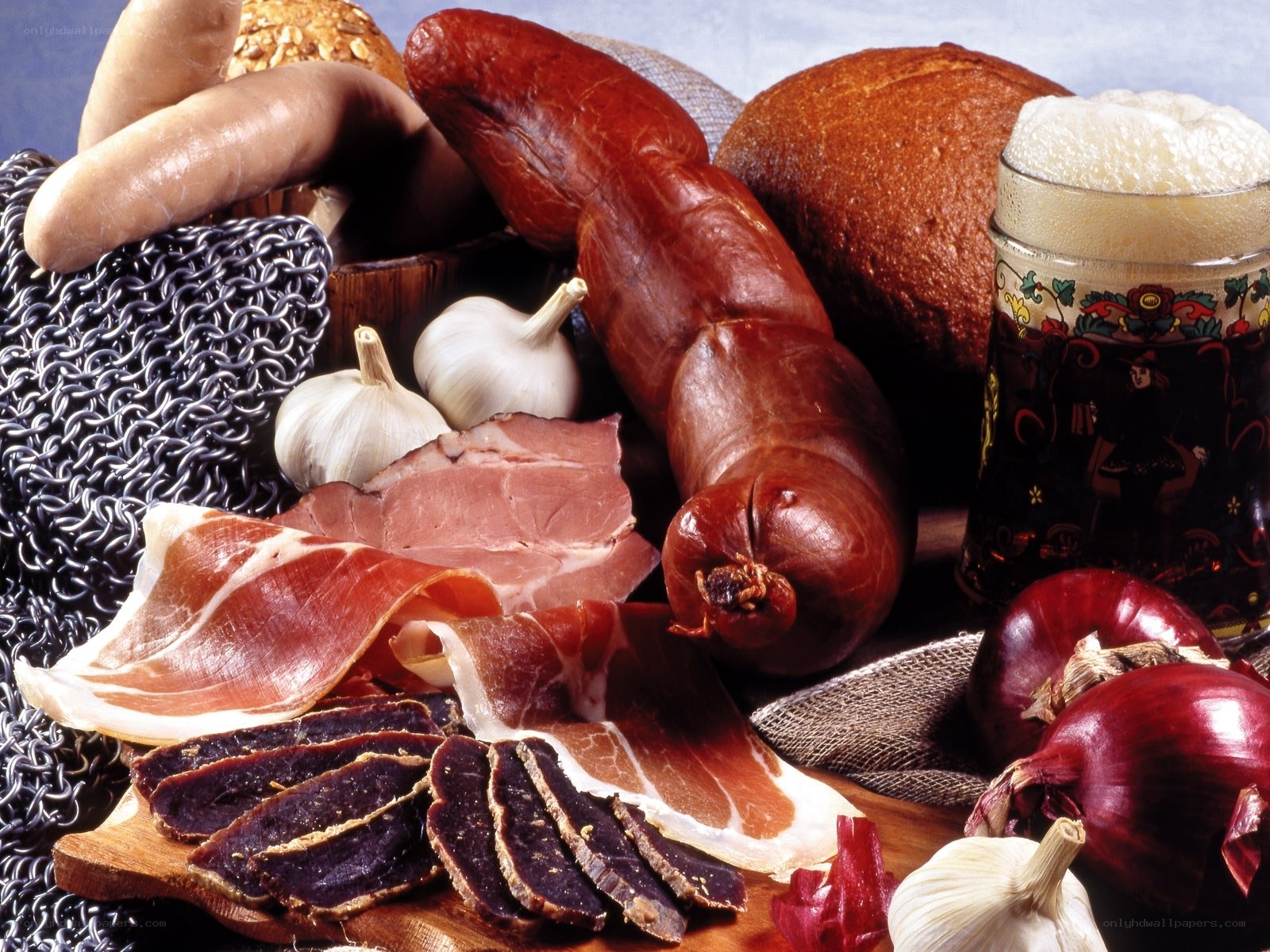 Assorted meats and bread