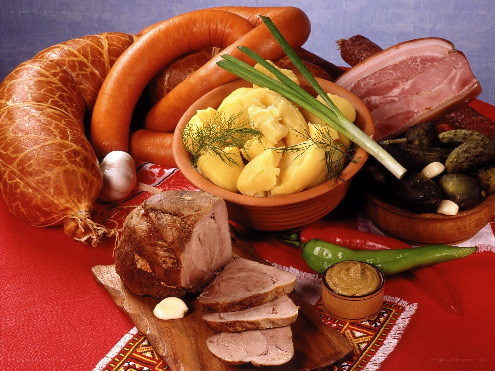 Assorted meats and potatoes