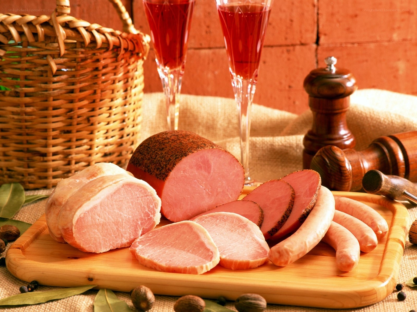 Assorted meats on a cutting board