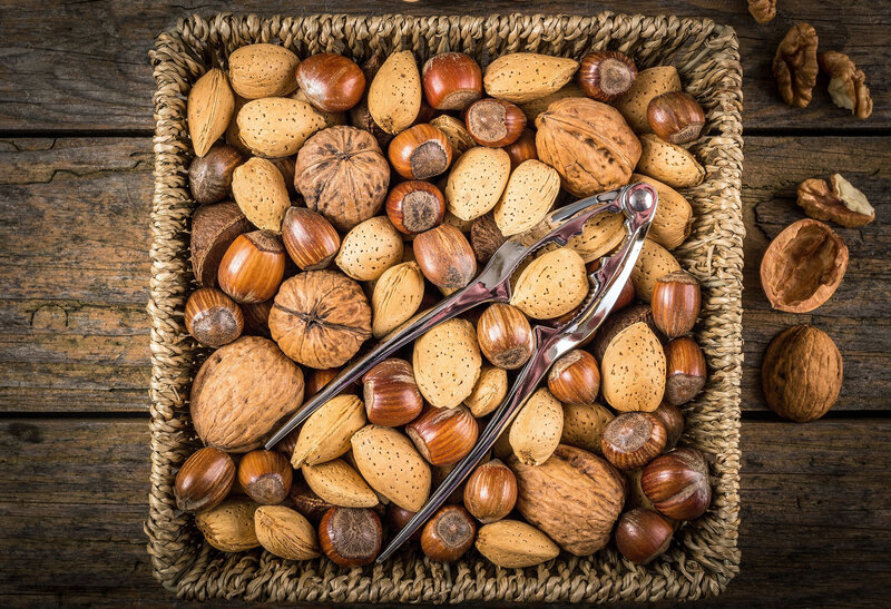 Assorted Nuts in Basket — Brown