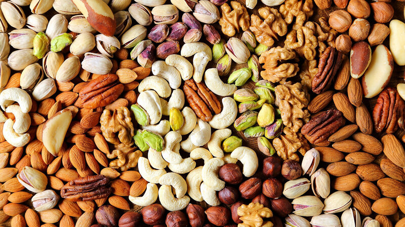 Assorted Nuts in Pile