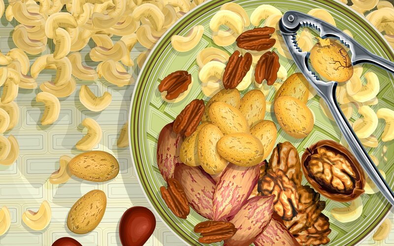 Assorted nuts on a plate