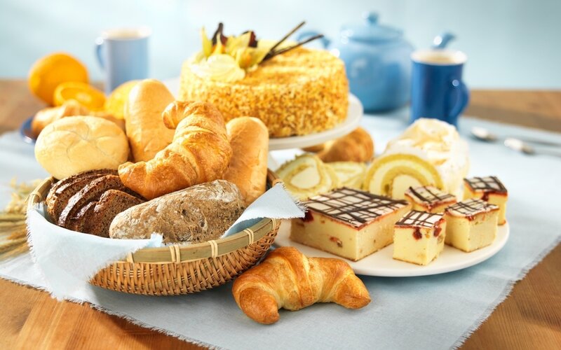 Assorted Pastries and Bread — Blue