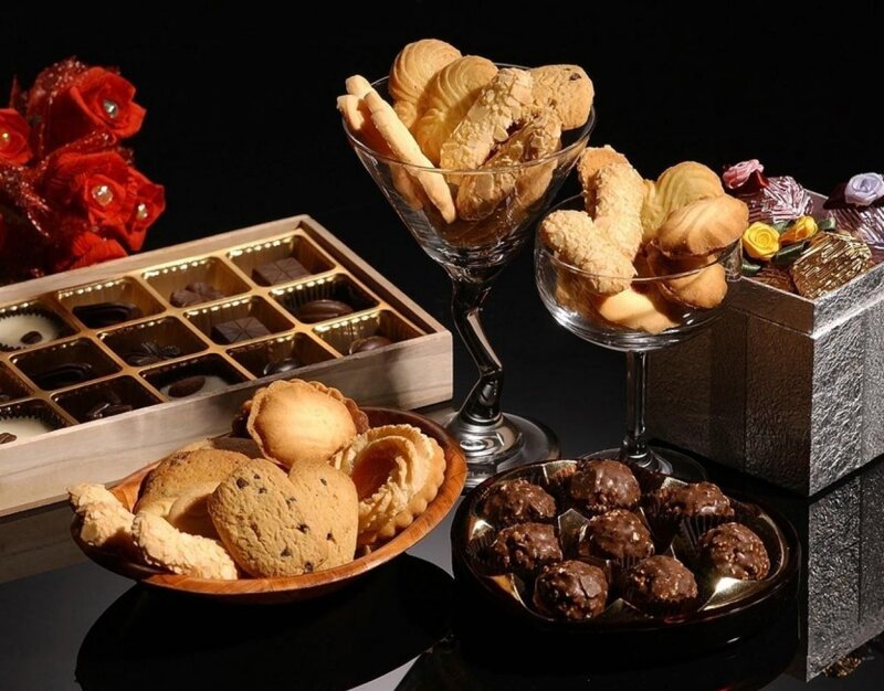 Assorted Pastries and Chocolates — Black, Dramatic