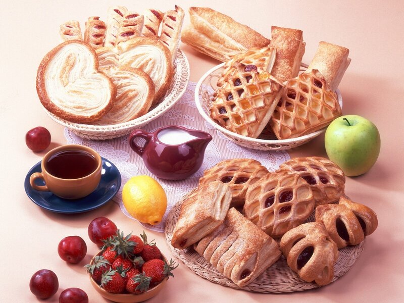 Assorted pastries and fruit