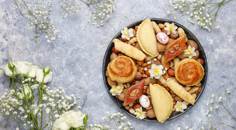 Assorted Pastries on Plate — Gray