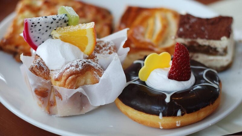 Assorted Pastries on Plate — White, Appetizing