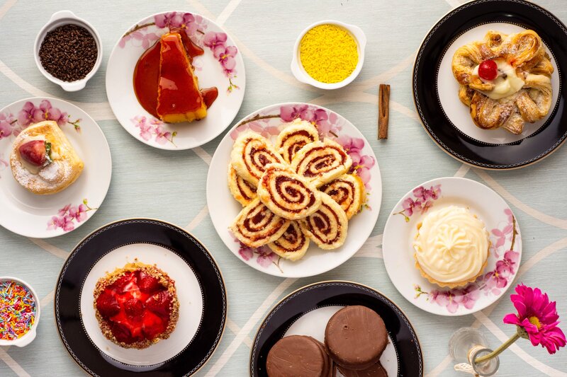 Assorted Pastries on Plates — White