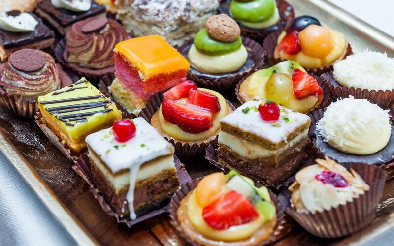 Assorted Pastries on Tray — Brown, Appetizing
