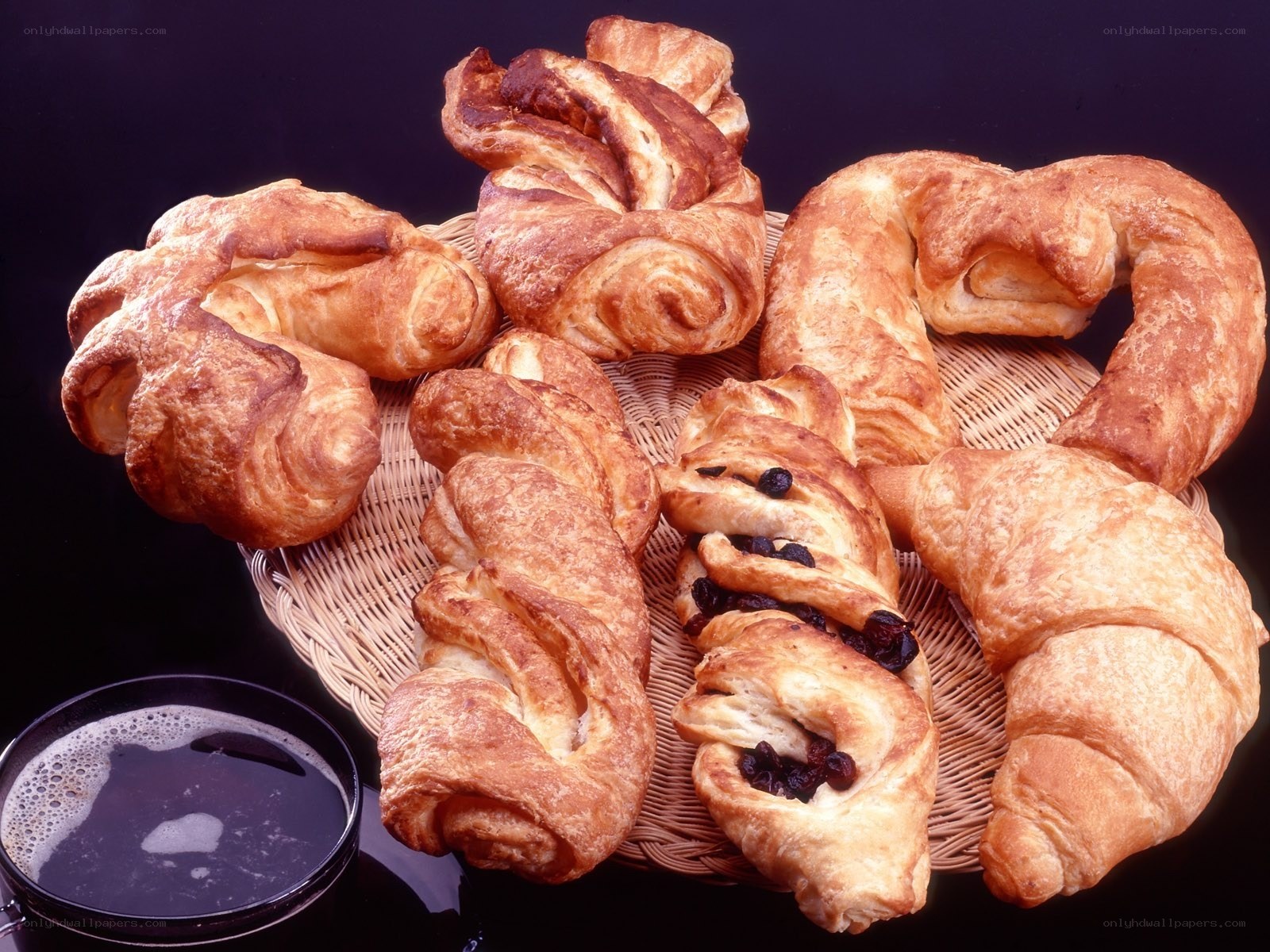 Assorted pastries with coffee