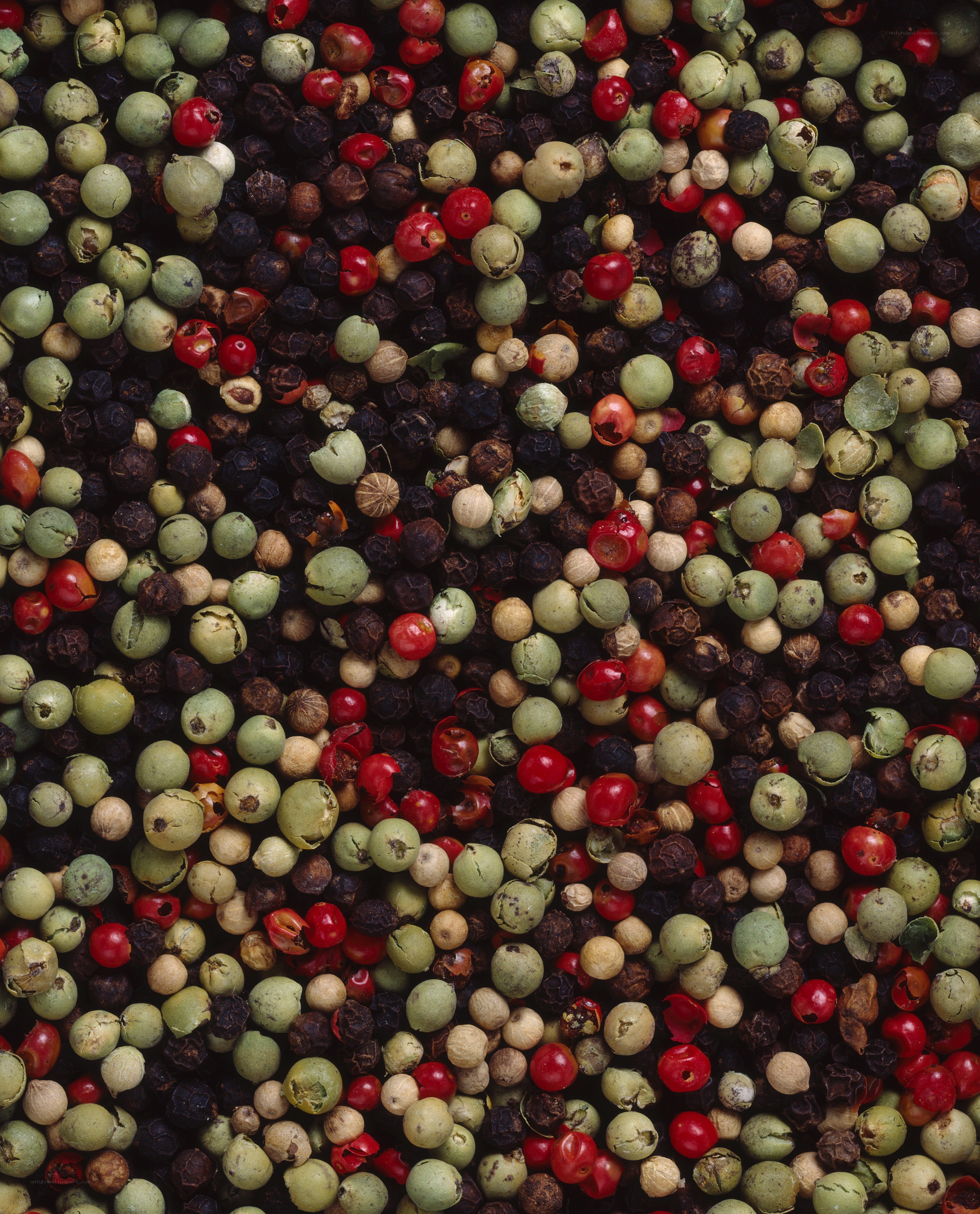 assorted peppercorns close-up