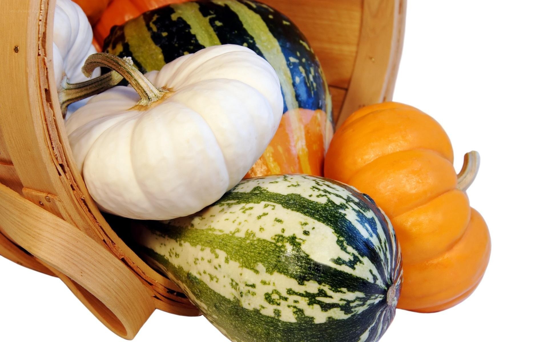 Assorted pumpkins in a basket