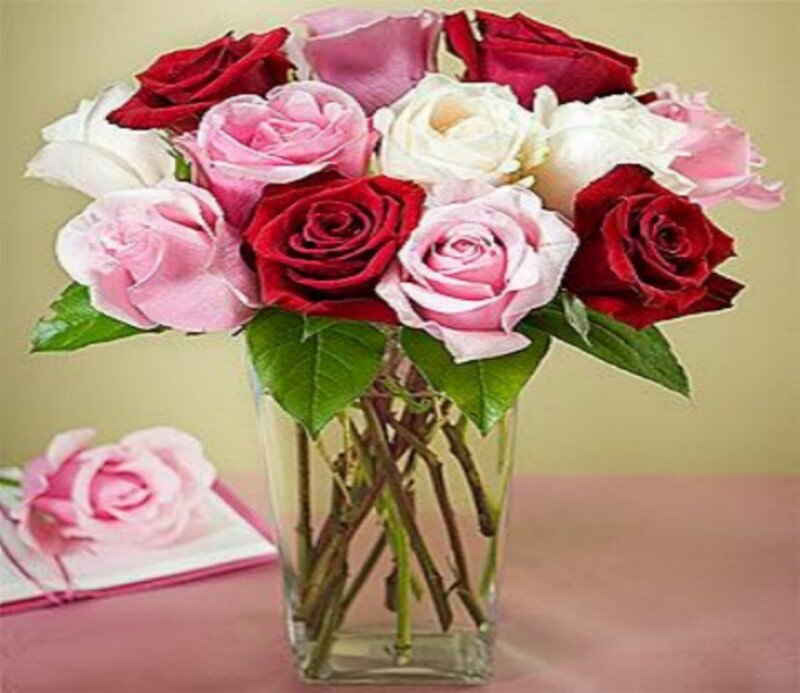 assorted roses in a vase