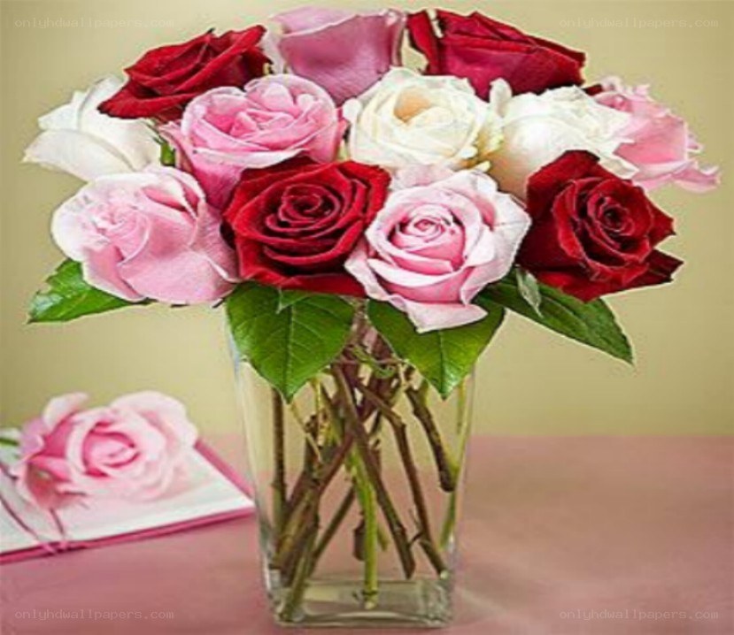 assorted roses in a vase