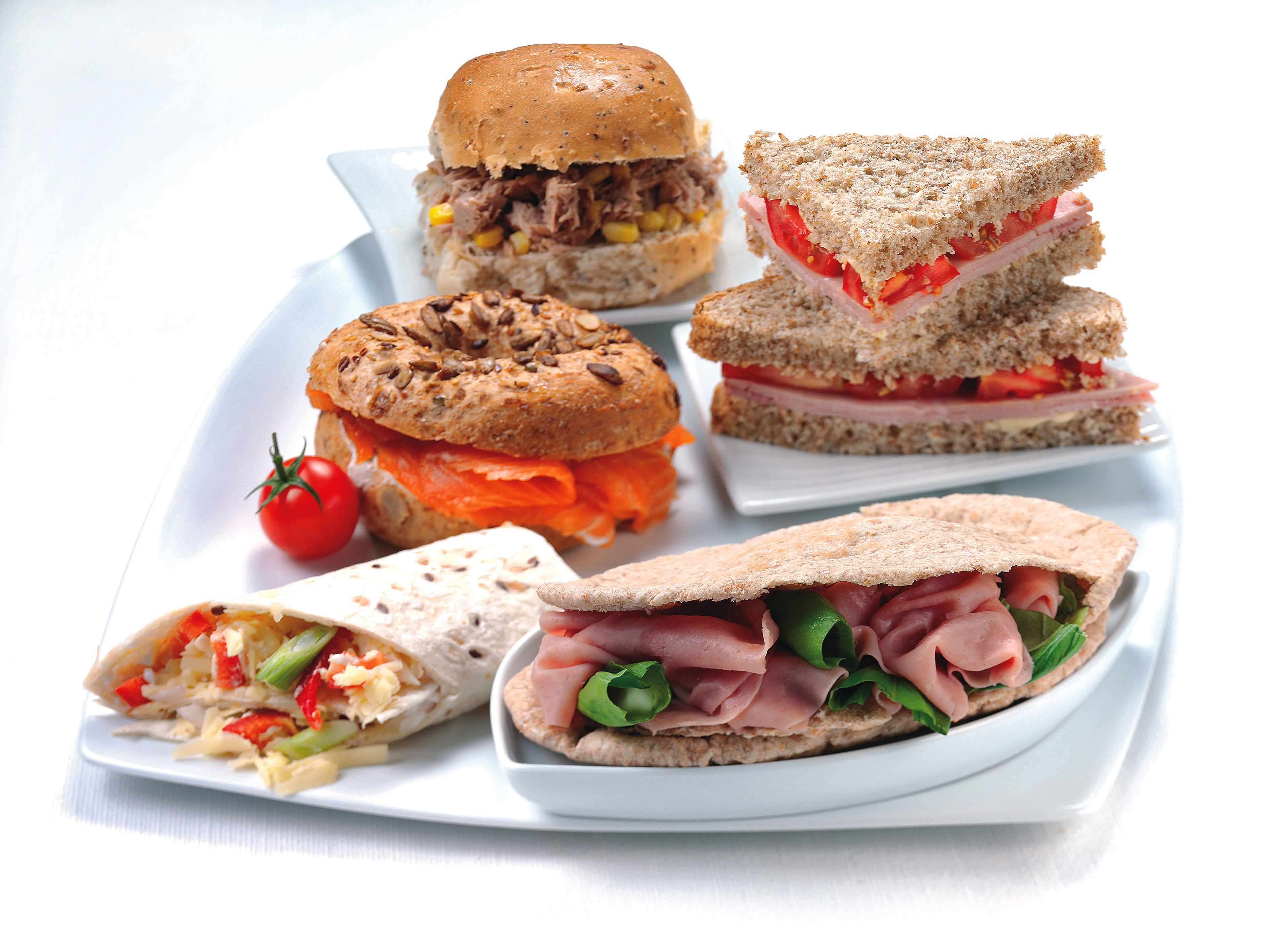 Assorted sandwiches and wraps