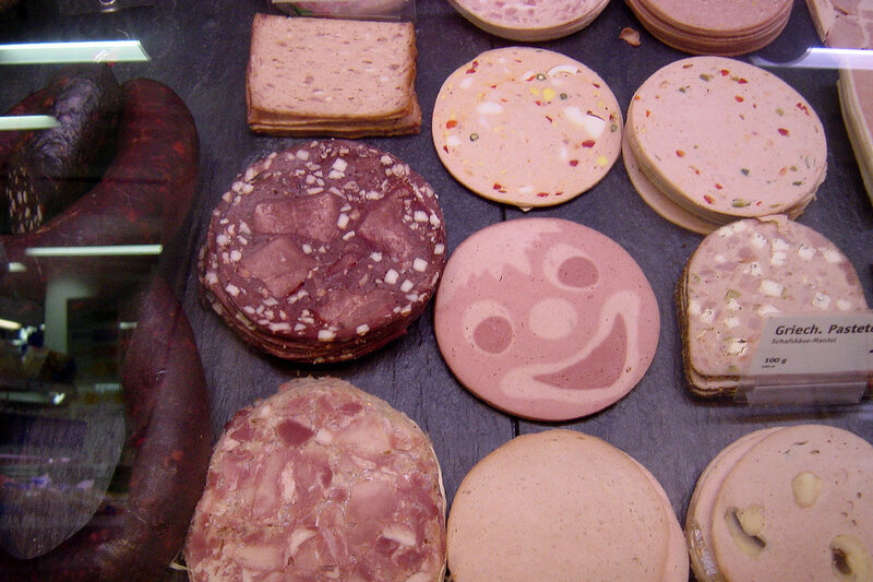 Assorted sliced meats display