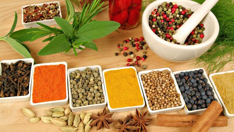 Assorted spices and herbs