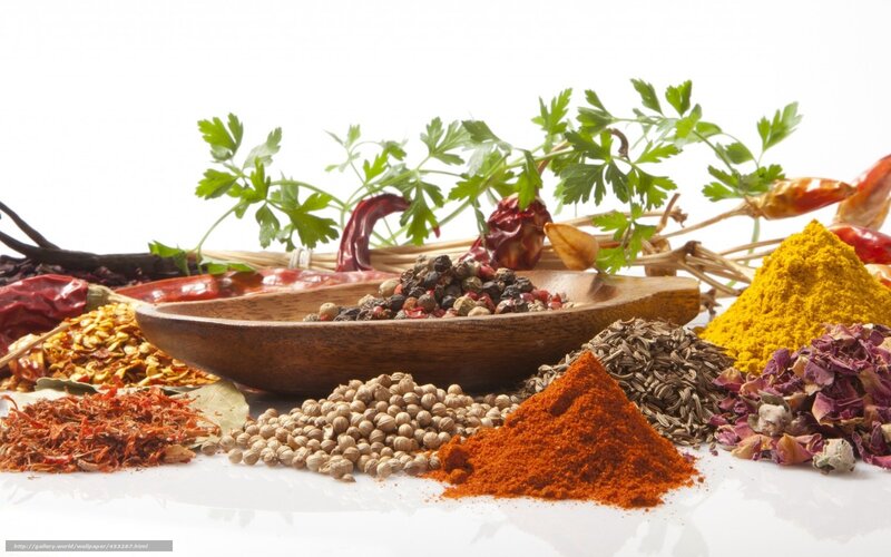 Assorted Spices and Herbs — White, Neutral