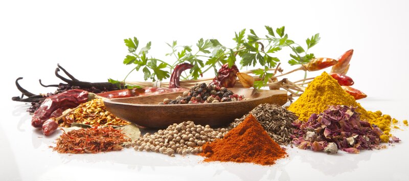 Assorted Spices and Herbs — White