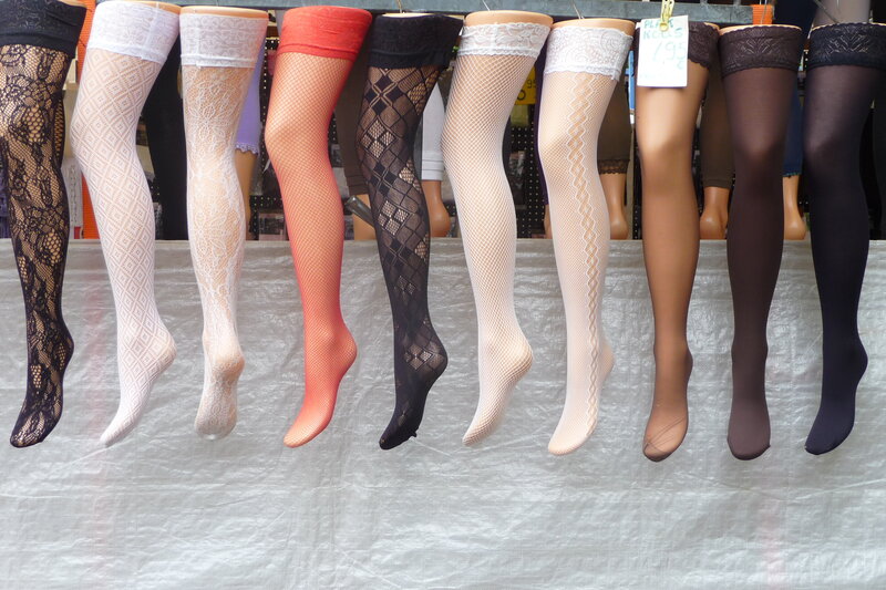 Assorted stockings on display