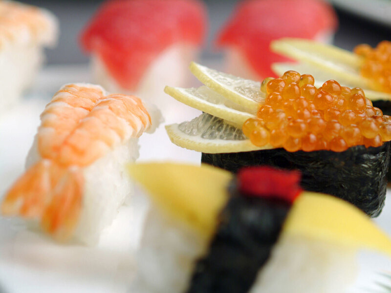 Assorted sushi pieces