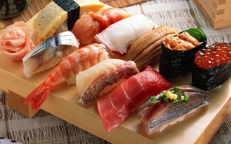 Assorted Sushi Pieces — Brown, Appetizing