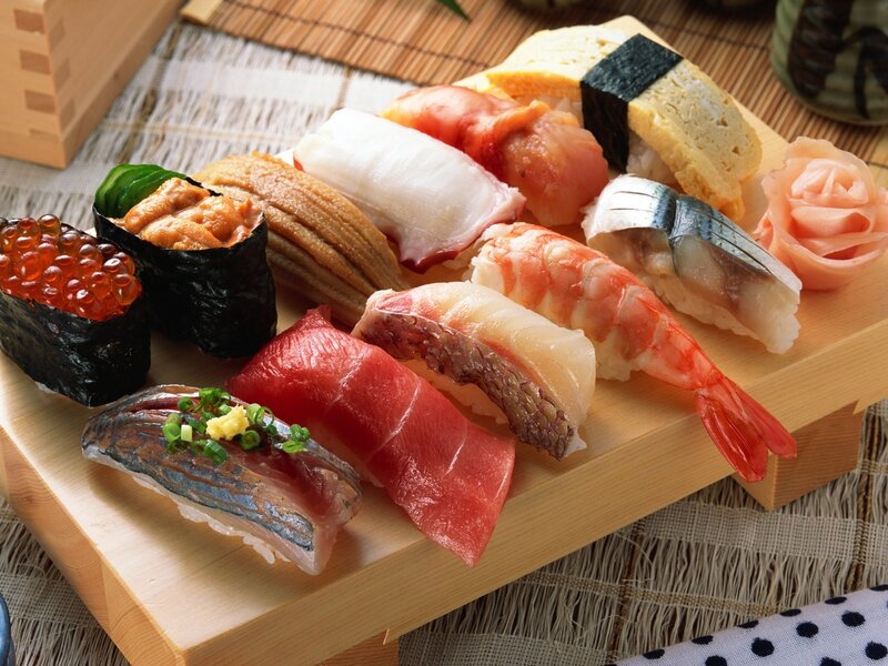 Assorted Sushi Pieces — Brown, Calm, Photograph