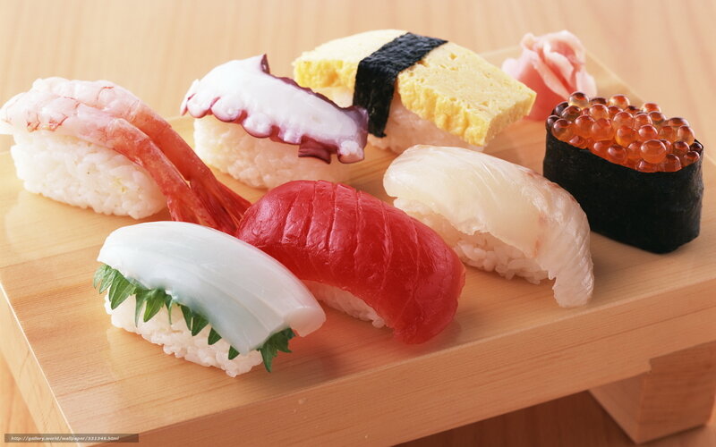 Assorted Sushi Pieces — Brown, Calm