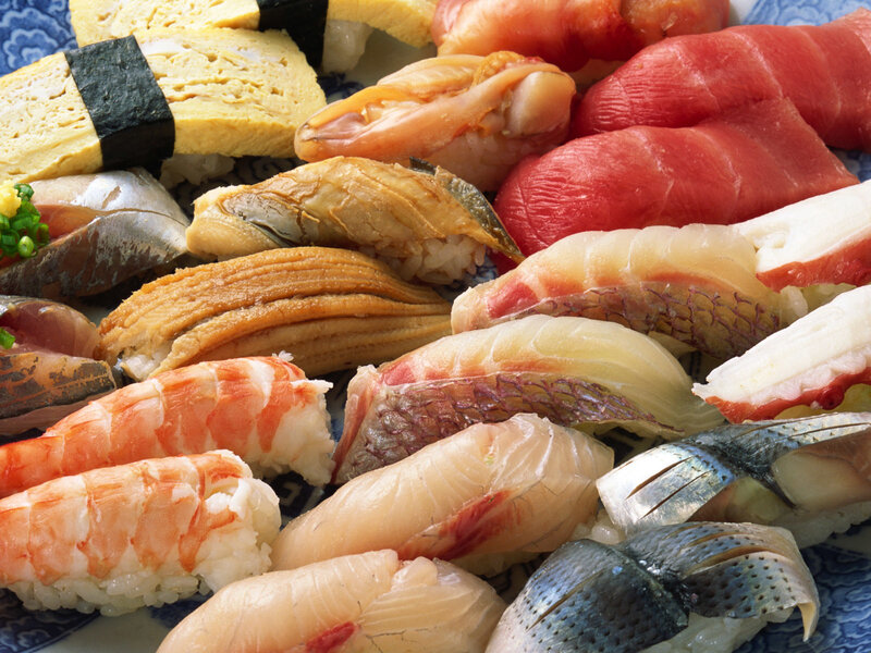 Assorted Sushi Pieces — White, Appetizing
