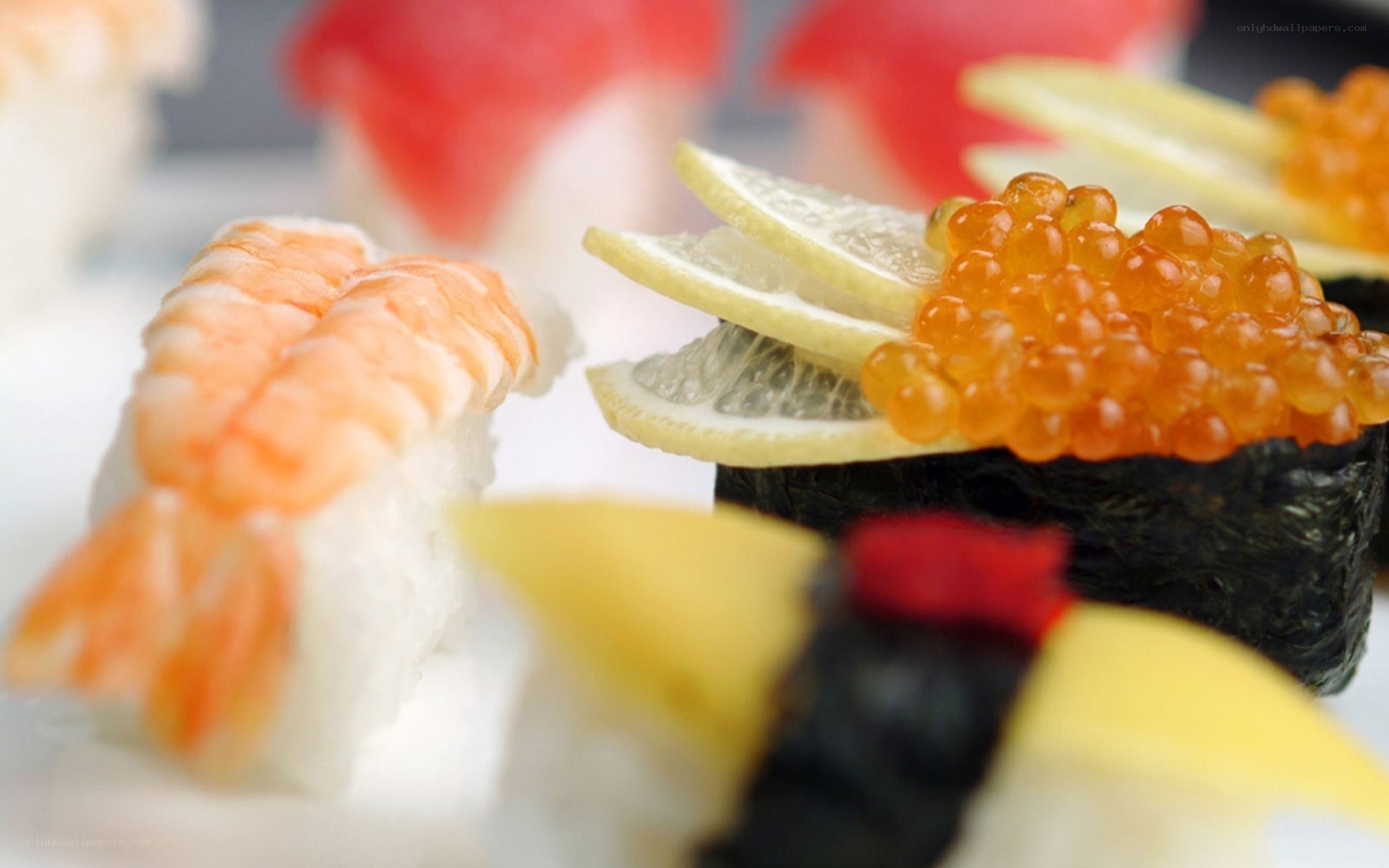 Assorted sushi pieces