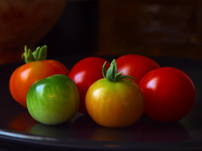 Assorted tomatoes on a plate