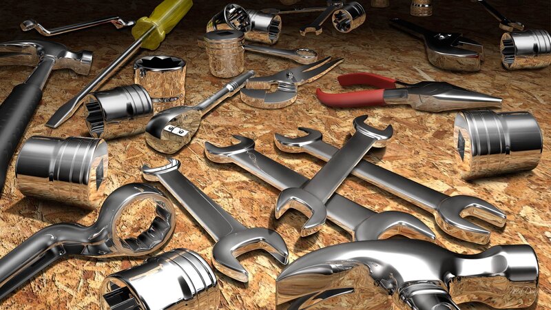 Assorted Tools on Wood