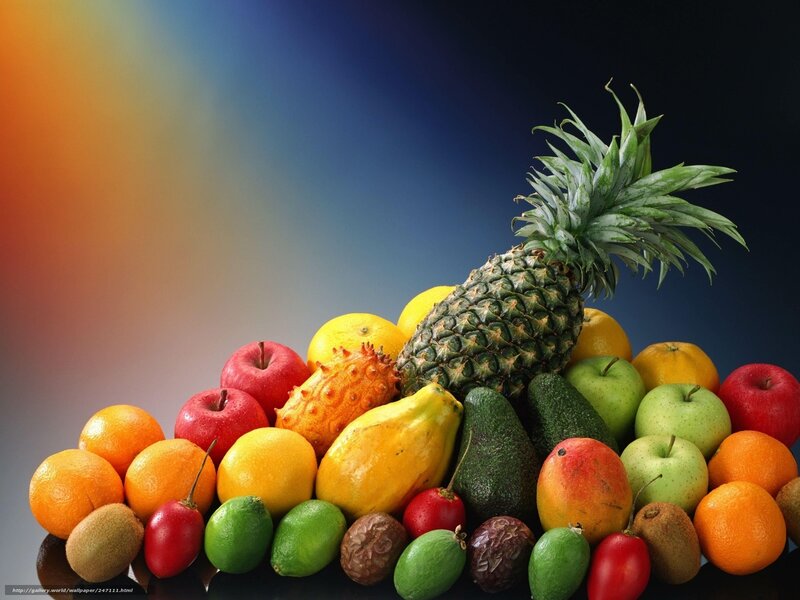 Assorted Tropical Fruits — Blue, Vibrant