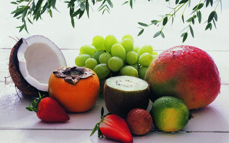 Assorted Tropical Fruits — Green, Fresh, Photograph, Coconut