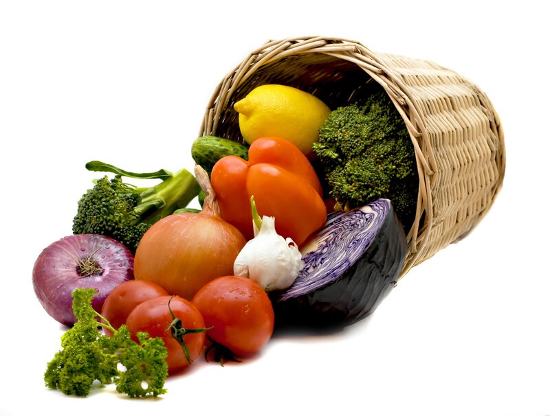Assorted Vegetables in Basket — Green, Fresh
