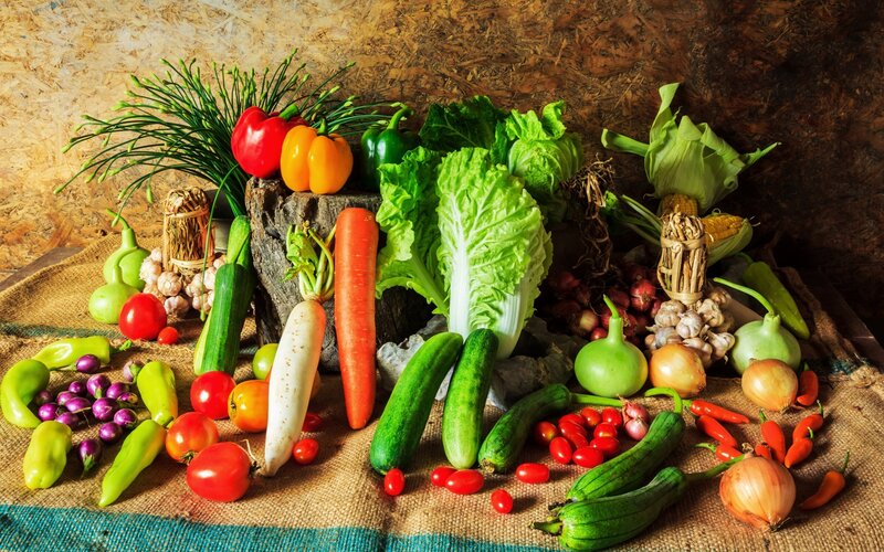 Assorted Vegetables on Burlap