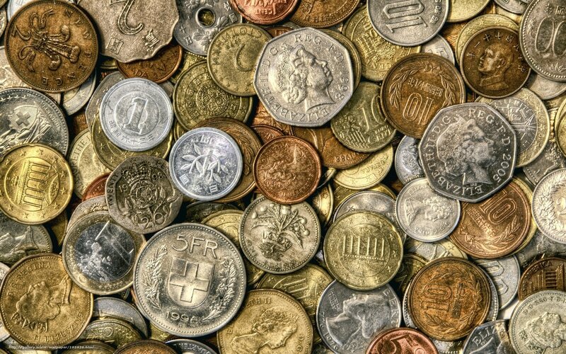 assorted world coins