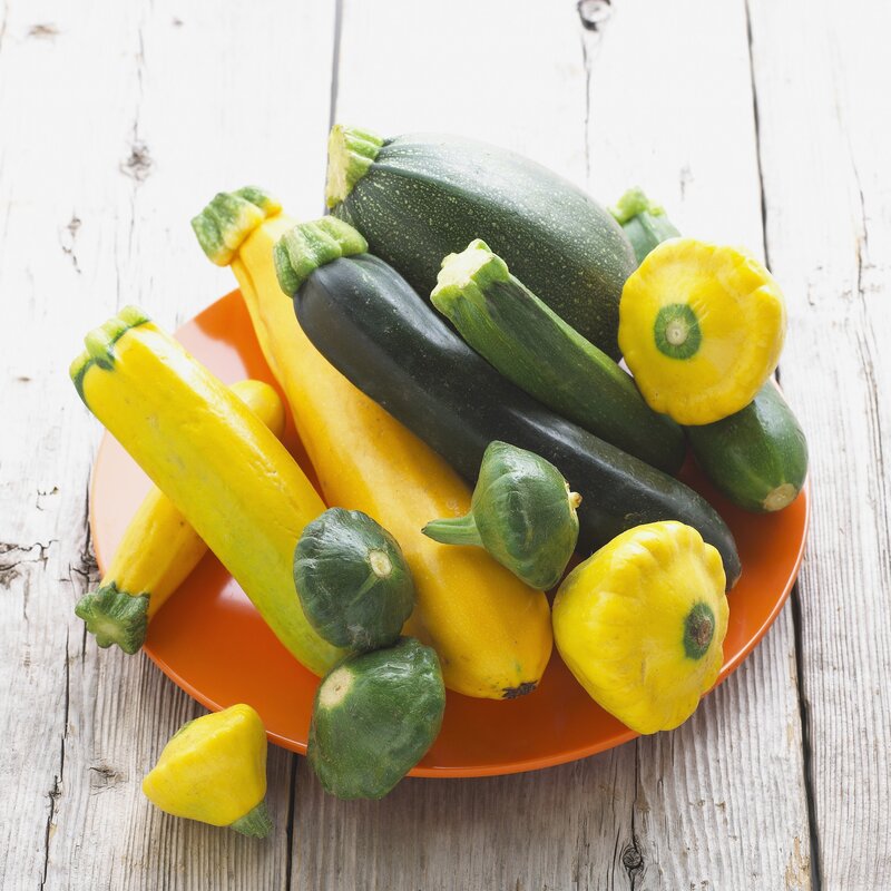 Assorted zucchinis on a plate