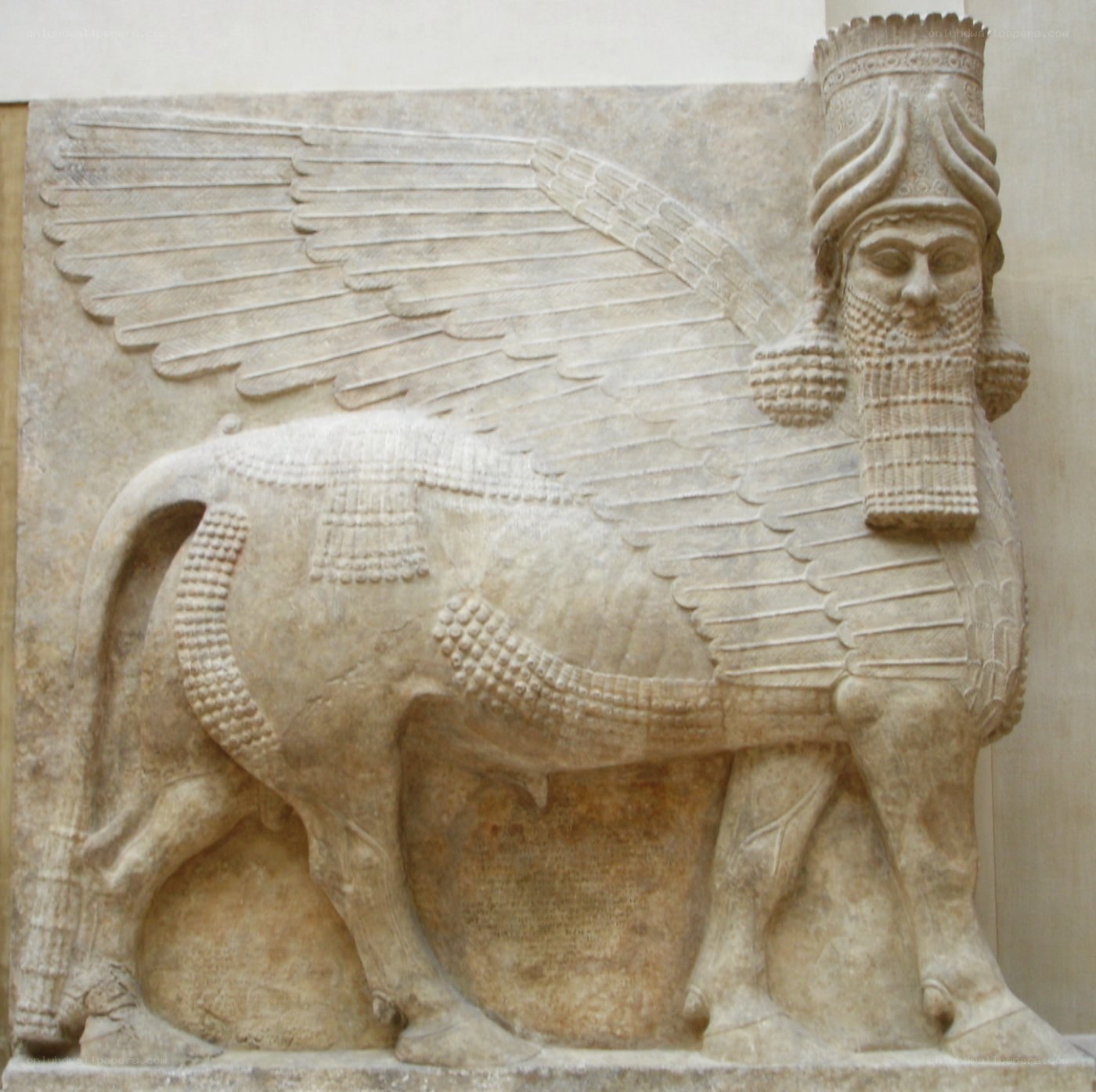Assyrian winged bull relief