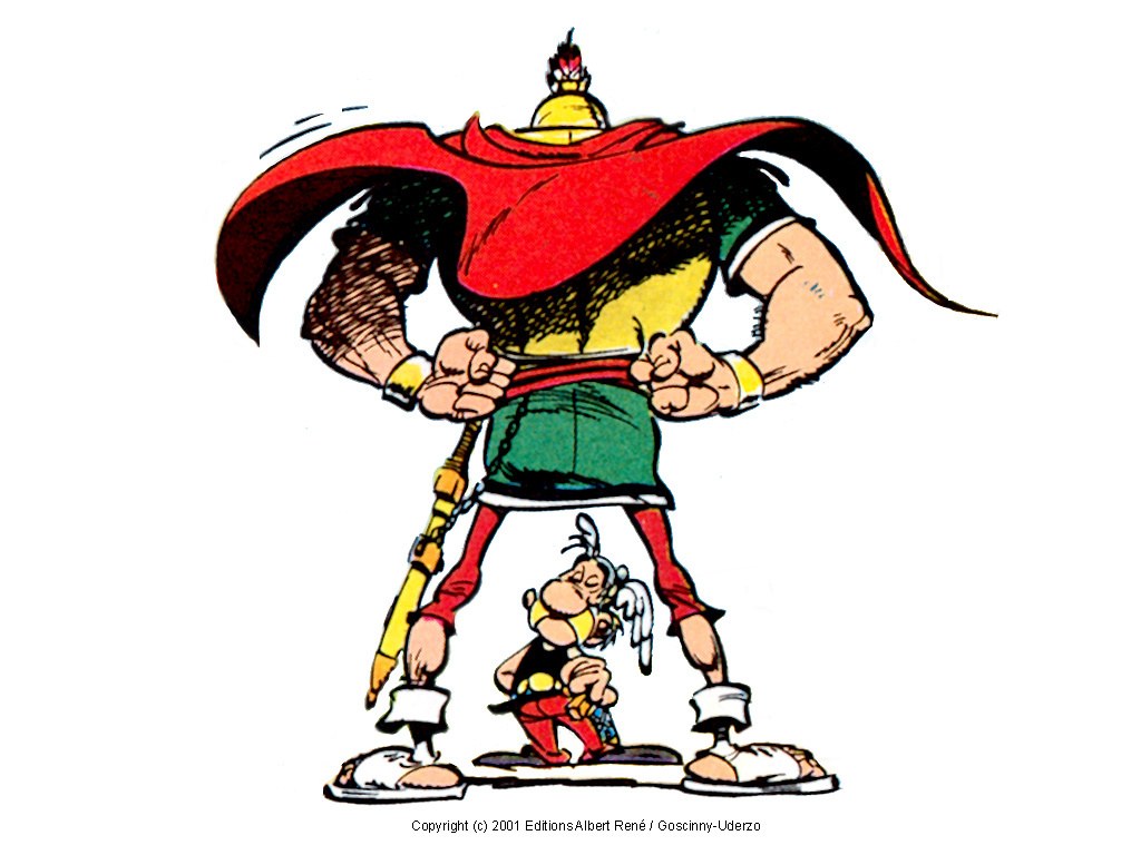 Asterix and a giant warrior