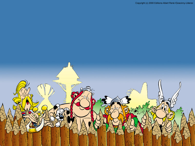 Asterix and friends at the village