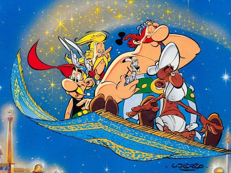 Asterix and friends on a magic carpet