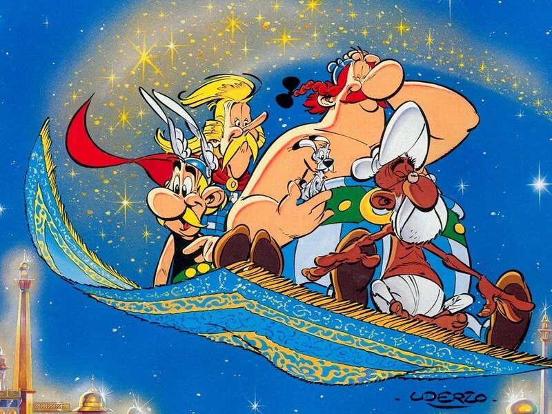 Asterix and friends on a magic carpet