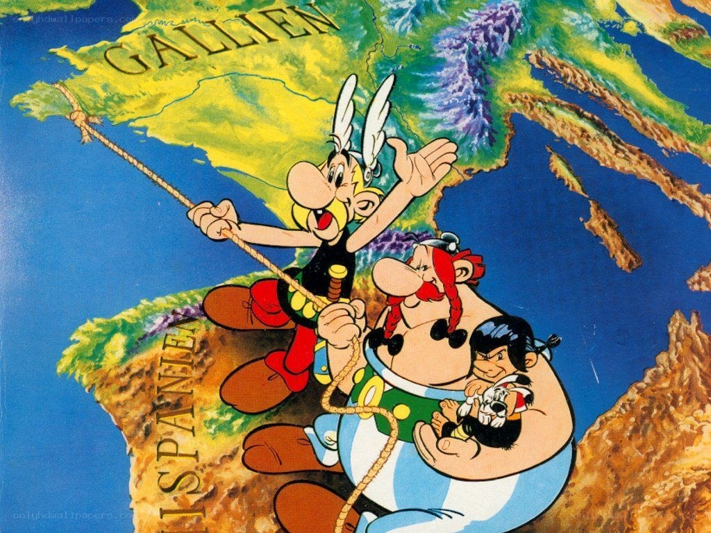Asterix and friends on a map