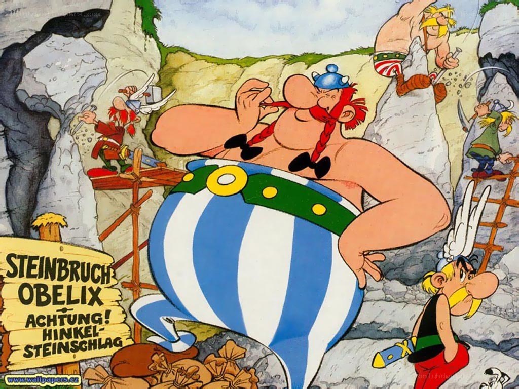 Asterix and Obelix at the quarry