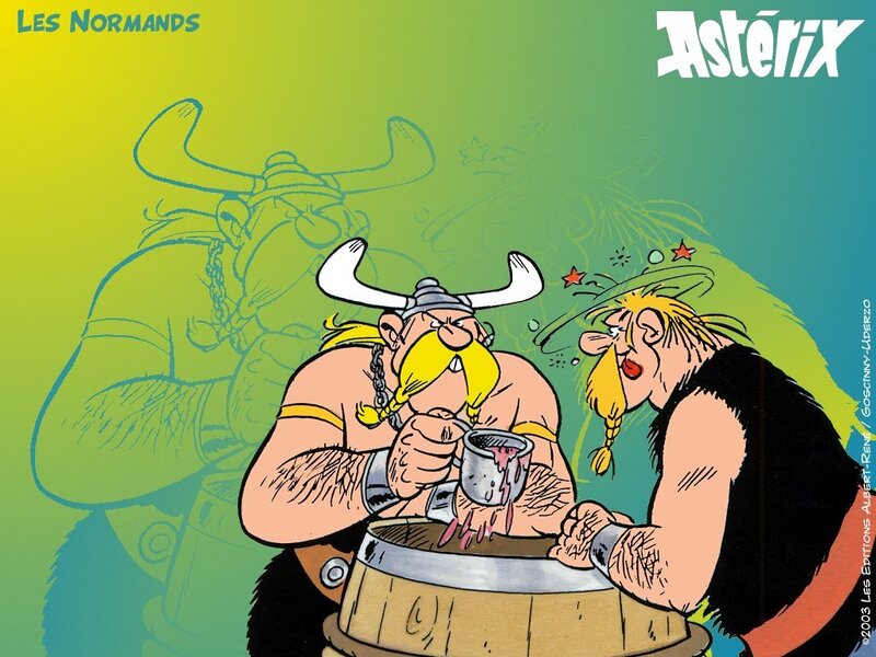 Asterix and Obelix drinking