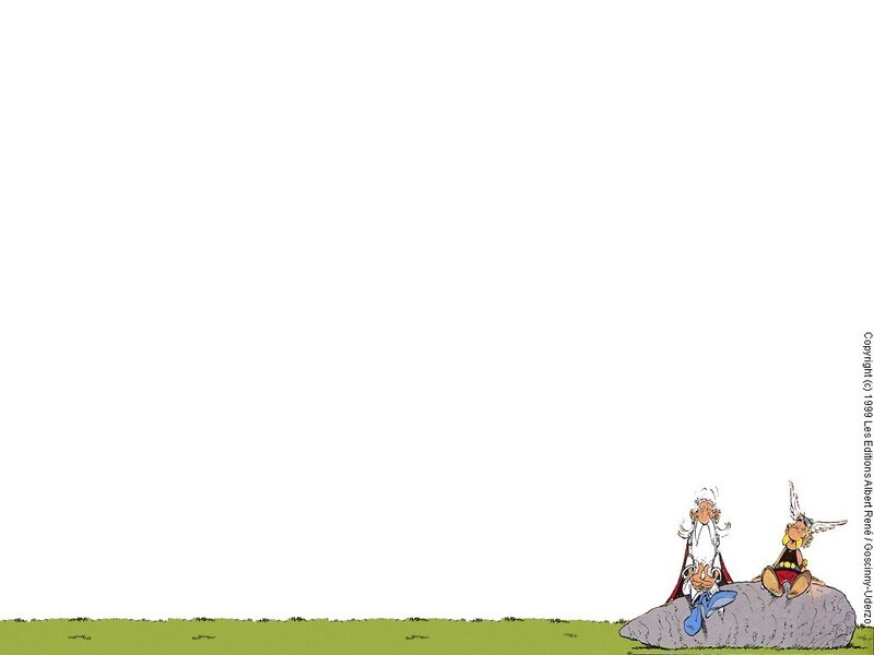 Asterix and Obelix on a rock