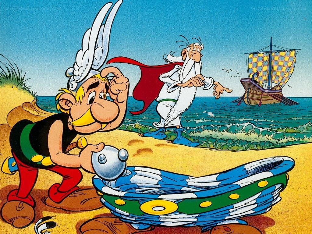 Asterix and Obelix on the beach